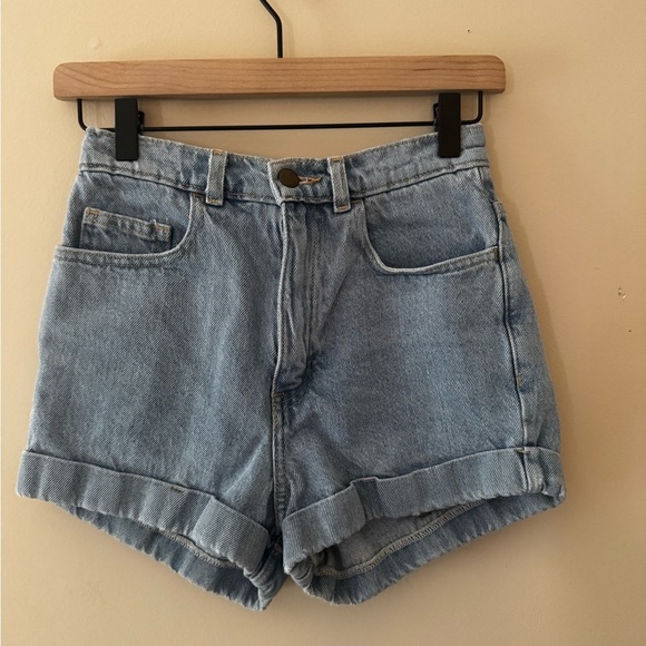 American Apparel Light Blue Jean Shorts - Picture 1 of 4
